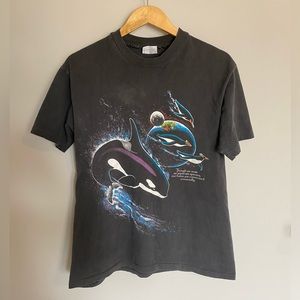 Vintage Single Stitch Faded Animal/Solar System T Shirt Large